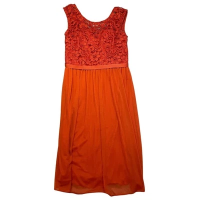 Vestido Falda Plisada Corpiño Encaje Naranja Davids Novia Talla 18 Foto 1 de 4