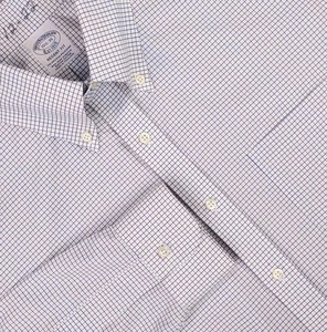 Brooks Brothers Shirt Mens 15.5 Blue Regent Fit Grid Check Stretch Button Down - Picture 1 of 11