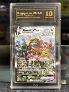 Pokemon TCG 10 Rayquaza Vmax 218/203 - 2021 Evolving Skies arte antiguo secreto raro - Imagen 1 de 2
