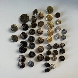 Vintage Military Style Metal & Plastic Navy Buttons Set Mixed Shank Button - Picture 1 of 17