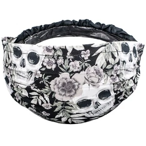 Skull Roses Ladies elasticated headband hairband head hair wrap band yoga gothic - Picture 1 of 2