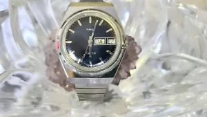 Vintage 70s Timex Electric Silver Crome Tone Blue Dial Men's Watch - Bild 1 von 9