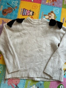 Zara Ivory Knit Sweater with velvet tie Shoulder bow Girls Size 11-12 - Picture 1 of 6