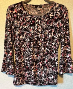 KARL LAGERFELD FLORAL LONG SLEEVE BLOUSE - SIZE SMALL - Picture 1 of 5