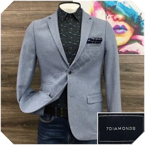 7 DIAMONDS Mens Tweed Blazer Sport Coat Casual Jacket Size M ( 40R ) Blue Suit - Picture 1 of 13
