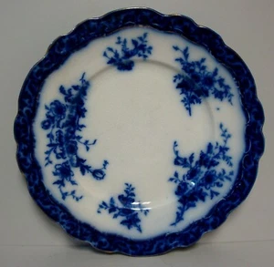 Stanley Pottery TOURAINE (FLOW BLUE) Dinner Plate VINTAGE CRAZED - Picture 1 of 2