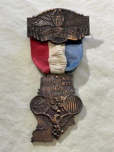 Antique 1921 Indiana State Aerie Fraternal Order of Eagles Ribbon Medal - Picture 1 of 3