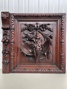 THICK TOP QUALITY DEATH GAME CARVED PANEL IN OAK !!!! (2) - Picture 1 of 24