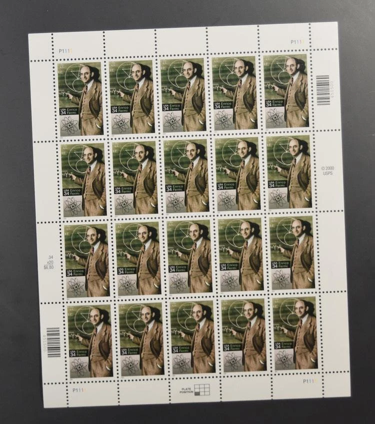 US SCOTT 3533 PANE OF 20 ENRICO FERMI STAMPS 34 CENT FACE MNH - Image 1 of 1
