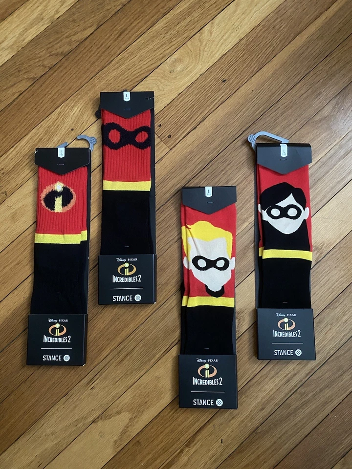 Stance Disney Pixar The Incredibles 2 Youth Sz L Crew Socks Shoe 2-5.5
