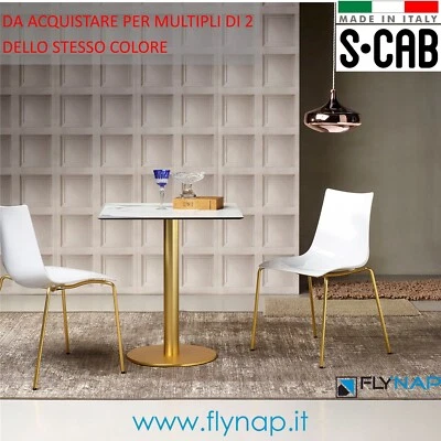 SEDIA CASA BAR LIVING SCAB DESIGN ZEBRA POLICARBONATO CON TELAIO OTTONE SATINATO - Immagine 1 di 4