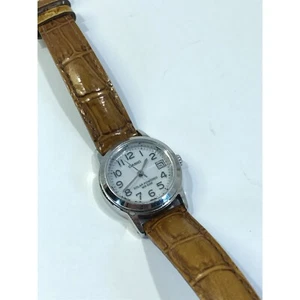 Casio solar powered wrist watch, ladies analog watch, brown leather band - Picture 1 of 12