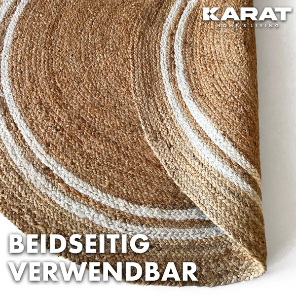 Jute Teppich Rund Handgefertigt Naturteppich Boho Ethno Natur Wohnteppich4Größen - Bild 1 von 1