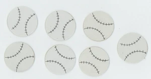 7 Stickers White Baseballs 1 1/2" x 1/16" B4-B3 - Picture 1 of 2