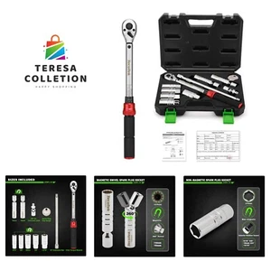 11Pcs 3/8" Drive Spark Plug Socket Set with Click Torque Wrench, Spark Plug G... - Imagen 1 de 10