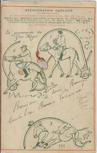 1906 Duploye Shorthand French Advertising Postcard w/ Horses & Early Airship - Picture 1 of 2
