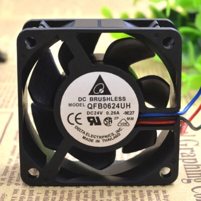 1pc Delta QFR0624UH  24V 0.26 6025 6CMA 3-wire Double Ball Cooling Fan - Image 1 of 4
