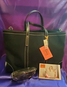 NEU!!! NEU MIT ETIKETT SCHWARZ Canvas/schwarz Leder ECLETTICA Tasche Beuteltasche GELDBÖRSE. Milano Sydney - Bild 1 von 12