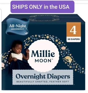 New All Natural Millie Moon Disposable Diapers OVERNIGHT Size 4 - Picture 1 of 5