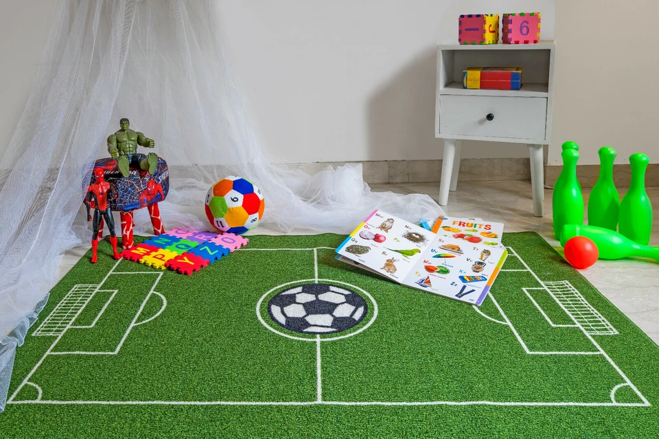Soccer Field Ground Kids Play Area Rug Anti Skid Backing - 685 - Image 1 of 4