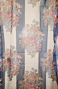 Vintage Rose Stripe Sheers Curtains Panels 80" x 84" JCPENNEY Weighted Cottage - Picture 1 of 9