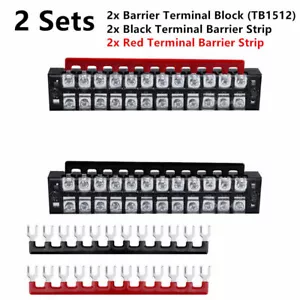 2Sets Dual Row 12 Position Screws Terminal Electric Barrier Strip Block 600V 15A - Picture 1 of 1
