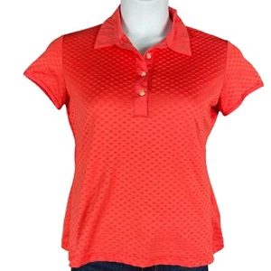 Nike Sphere Dry Polo Top Womens Size L Pink Textured Athletic Fitted Activewear - Picture 1 of 14