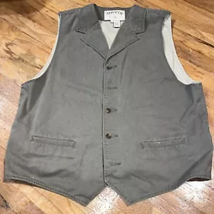 Vintage Orvis Weste Kragen groß olivgrün einfarbig 100% Baumwolle 5 Knöpfe fehlen 1 - Bild 1 von 10