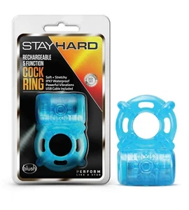 Blush Stay Hard Rechargeable 5 Function Vibrating Cock Ring Stretchy Waterproof - Picture 1 of 8