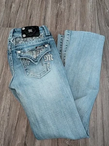 Miss Me Jeans Easy Boot Low Rise Damen Gr. 26 verzierte Pattentaschen Denim - Bild 1 von 16