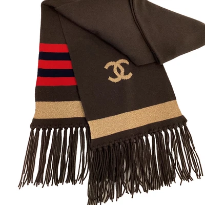 Chanel Runway Brown Cashmere Scarf Moscow Collection Long Moscou Mint! Rare ‘09 - Image 1 of 4