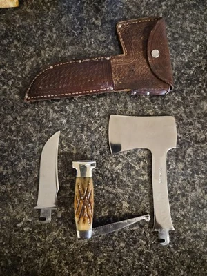 1935-45 Case Knifax Hatchet Combo  Green Bone - Image 1 of 4
