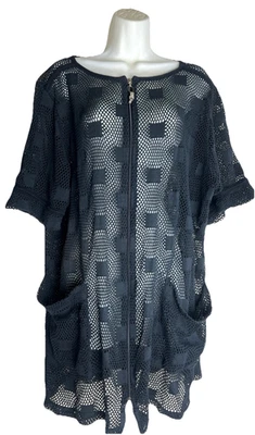 Chaqueta de malla Dotti mediana negra red playa piscina trajes de baño ropa para mujer Foto 1 de 4