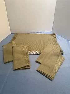 Four washable Fabric placemats with matching napkins Taupe - Picture 1 of 6