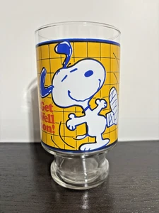 Jarrón de vidrio coleccionable vintage 1958 Snoopy Peanuts personaje "Get Well Soon" - Imagen 1 de 13