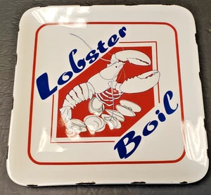 Lobster Boil Ceramic Platter Plate 11”x11” Square Nautical Coastal Collection - Picture 1 of 6