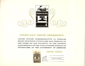 #1119-C2 First Day Ceremony Program 3c Freedom of Press mit FDC - Bild 1 von 2