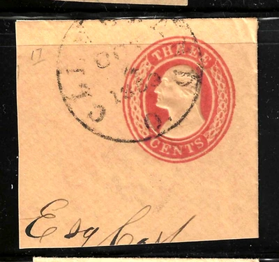 1858 Year Untyped 3 Cent Washington Postal Stationary Corner 1853-1855 US 81Ba21 - Image 1 of 2