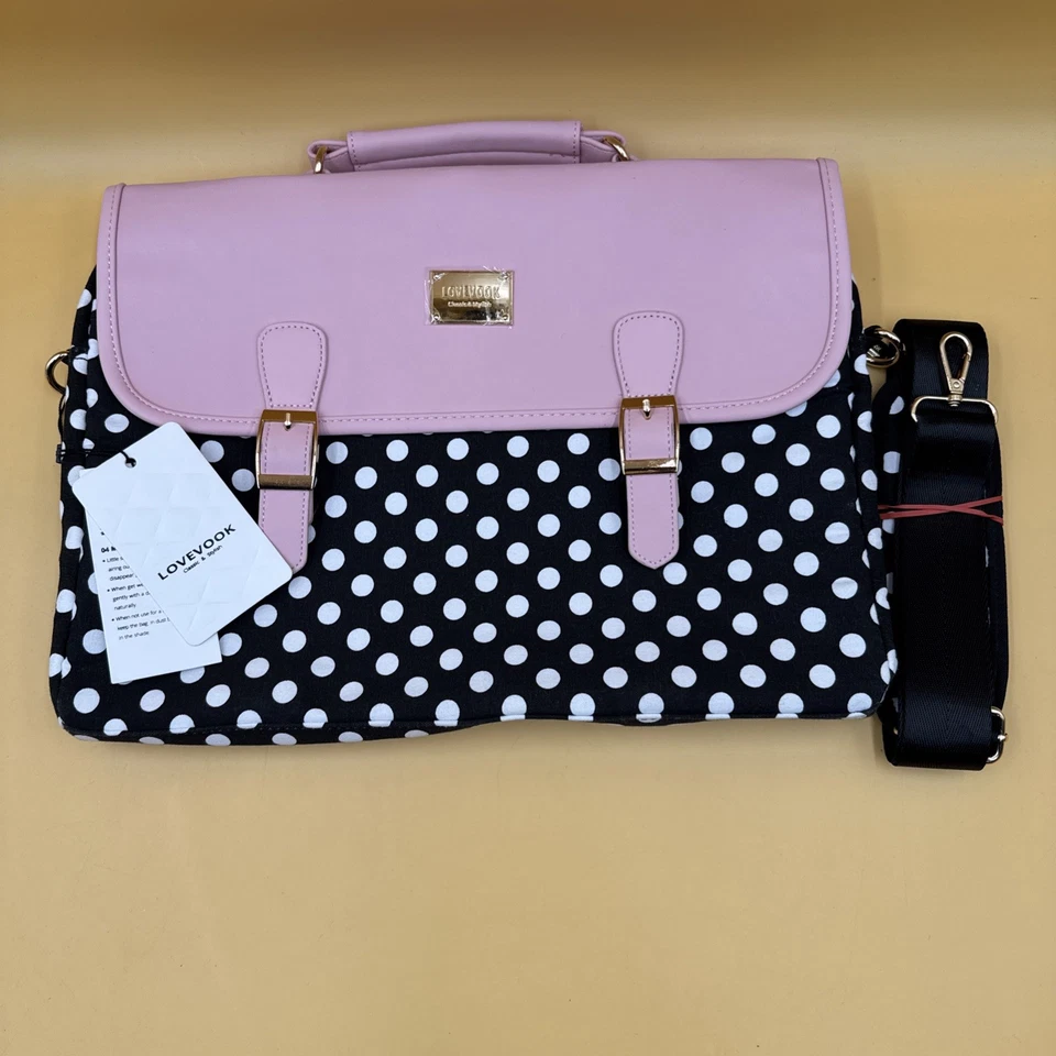 Adorable Lovevook Bolso para Laptop/Bolso Mensajero Grande 13"x15" Rosa/Negro ¡NUEVO!! Foto 1 de 4
