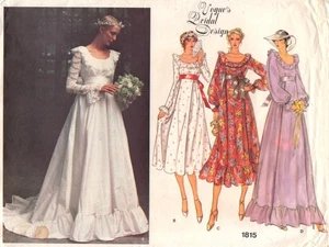 VESTIDO DE NOVIA, Vestidos Formales Sra. Talla 10 VOGUE 1815 Patrón de Costura SIN CORTAR '70-'80s - Imagen 1 de 4
