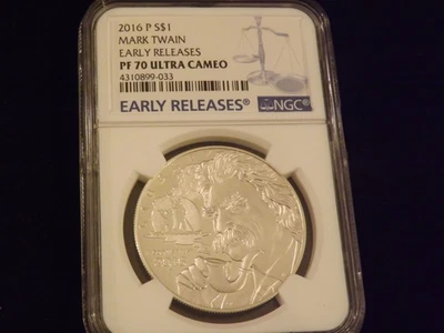 2016  $1       Mark Twain       Early Releases       NGC PF 70 - Image 1 of 2