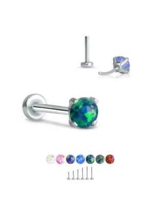 Anillo nariz pasador de empuje Labret sin rosca acero Monroe 3 mm punta ópalo 16G 18G 20G Foto 1 de 2