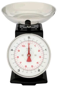 Set Bilancia Cucina Tradizionale NERO Cappotto Pesa 5KG Acciaio Inox UK - Foto 1 di 2