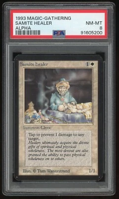 1993 MTG Magic the Gathering Card Alpha Samite Healer PSA 8 TCG - Image 1 of 2