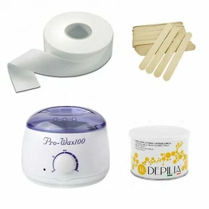 KIT DEPILAZIONE SCALDACERA + ROTOLO PER CERETTA + CERA DEPILIA + 100 SPATOLE - Foto 1 di 1