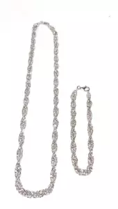 Juego de joyas de collar y pulsera de 8" de cadena de cuerda de 5 mm de plata esterlina JTV - Imagen 1 de 2
