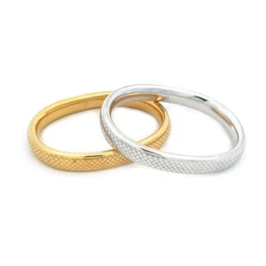 Gucci 18k Gold Bracelets Set of 2 Bangles Two Tone Oval Dome Shape - Picture 1 of 7