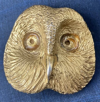 Muy Raro Christopher Ross 1976 Cabeza de Búho Hebilla de Cinturón Chapado en Oro 24k ¡Al por menor $5k! Foto 1 de 4