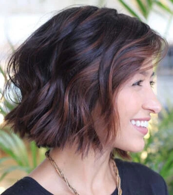 short Layered Wigs With Balayage For Women 13x4 Lace Front Wigs Human Hair Wigs  - Image 1 of 4