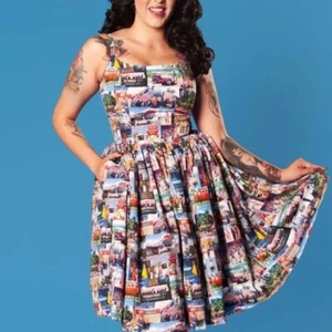 Pinup Girl Clothing PUG Jenny Dress 2XL Charles Phoenix Hawaii Postcards NWT - Picture 1 of 12